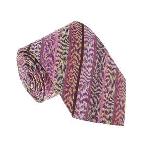 Missoni U4305 Pink/Purple Flame Stitch 100% Silk Tie